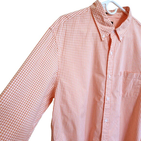 J. Crew Button Down Long Sleeved Shirt Soft Coral & White Check Size Slim XL - Picture 3 of 15